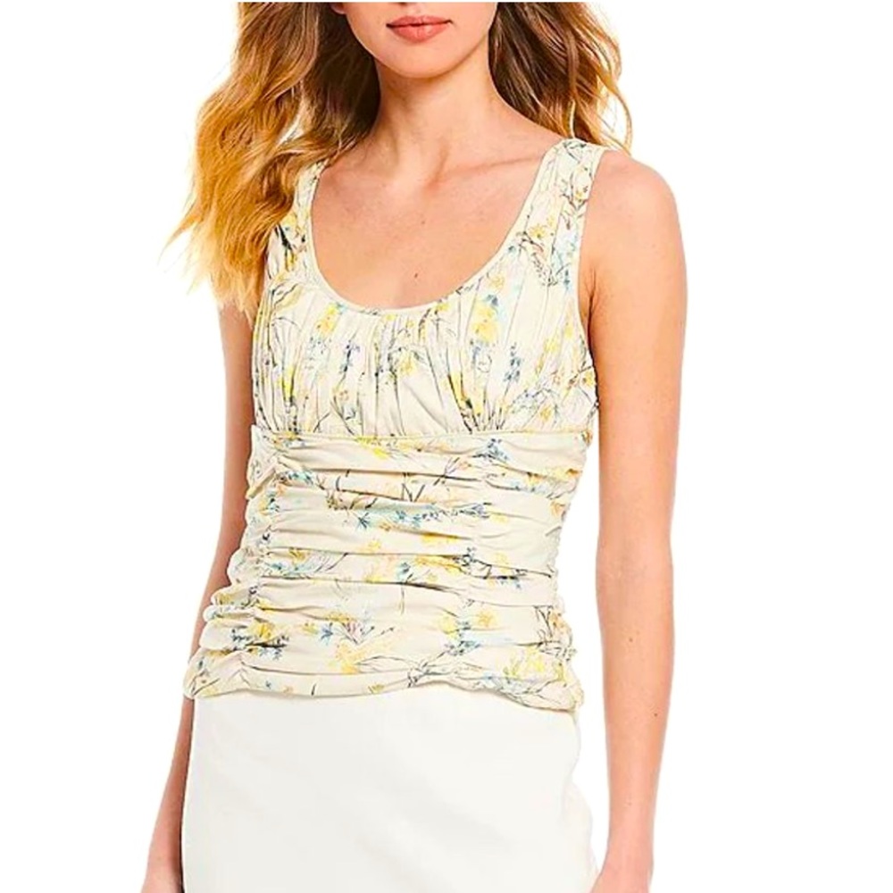 Antonio Melani Clementine Stretch Cotton Floral Print Scoop Neck Sleeveless Top.